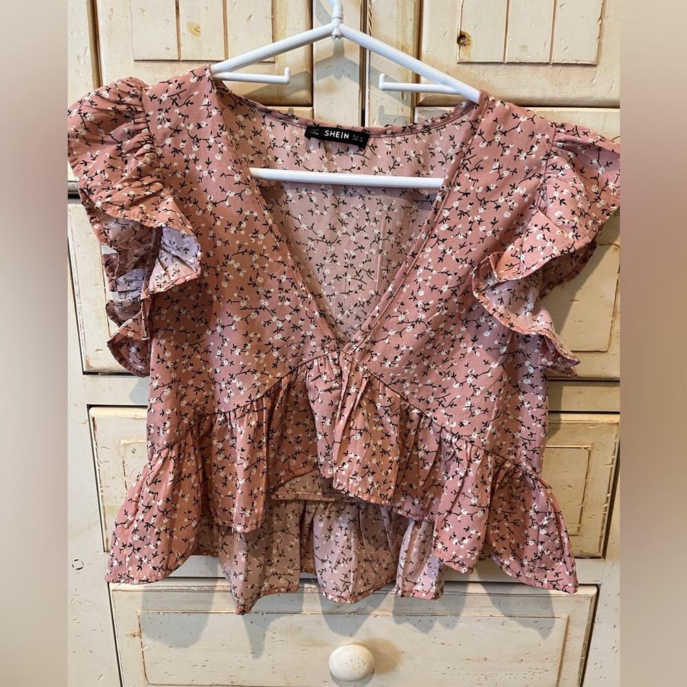 Pink floral blouse for $6